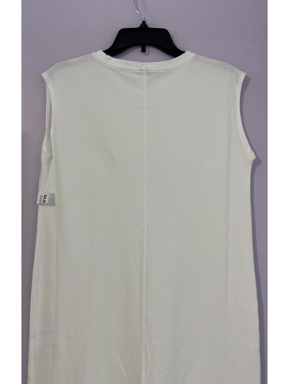 Old Navy Womens Small White Long Sleeveless Straight-Fit Cotton Dress NEW! A4008 - Picture 6 of 7